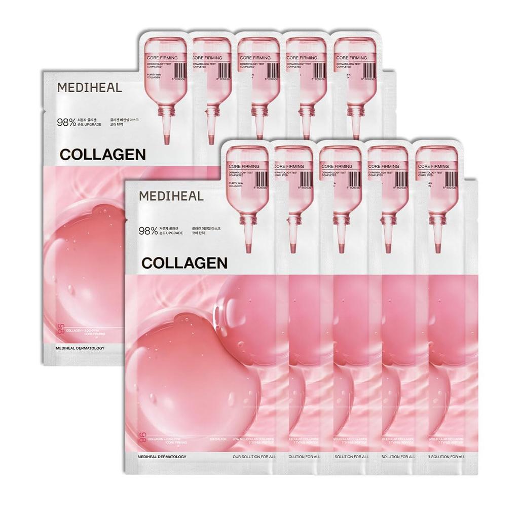 Mediheal Essential Mask Pack 10 Sheets Select One from 7 Types (MADECASSOSIDE, TEATREE, COLLAGEN, HYALURONATE, VITAMIN C, CERAMIDE, PDRN)