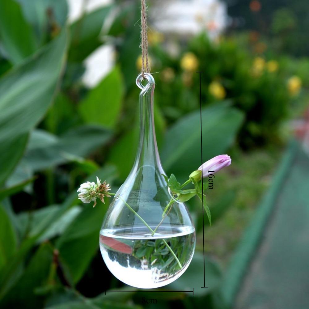 Creative Transparent Hanging Transparent Glass Droplet Shaped Vase Home Decoration Wedding Tea Light Holder Decoration Ornament