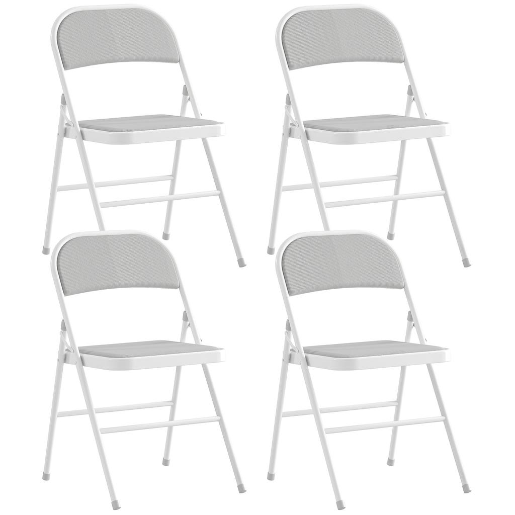 Set of 4 Folding Chairs, Portable Dining Chairs, Steel Frame, 45 X 46 X 78 Cm, White