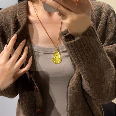 Pendentif Vintage Champagne Doré Scintillant - Collier Gourd Lucky Fu Lu pour Femmes