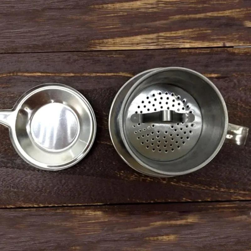 50/100ml Stal nierdzewna w stylu wietnamskim Ekspres do kawy z filtrem przelewowym Garnek Kubek do zaparzania Przenośny dom biuro podróż camping TrwałyPrzenośny Kubek do zaparzania kawy