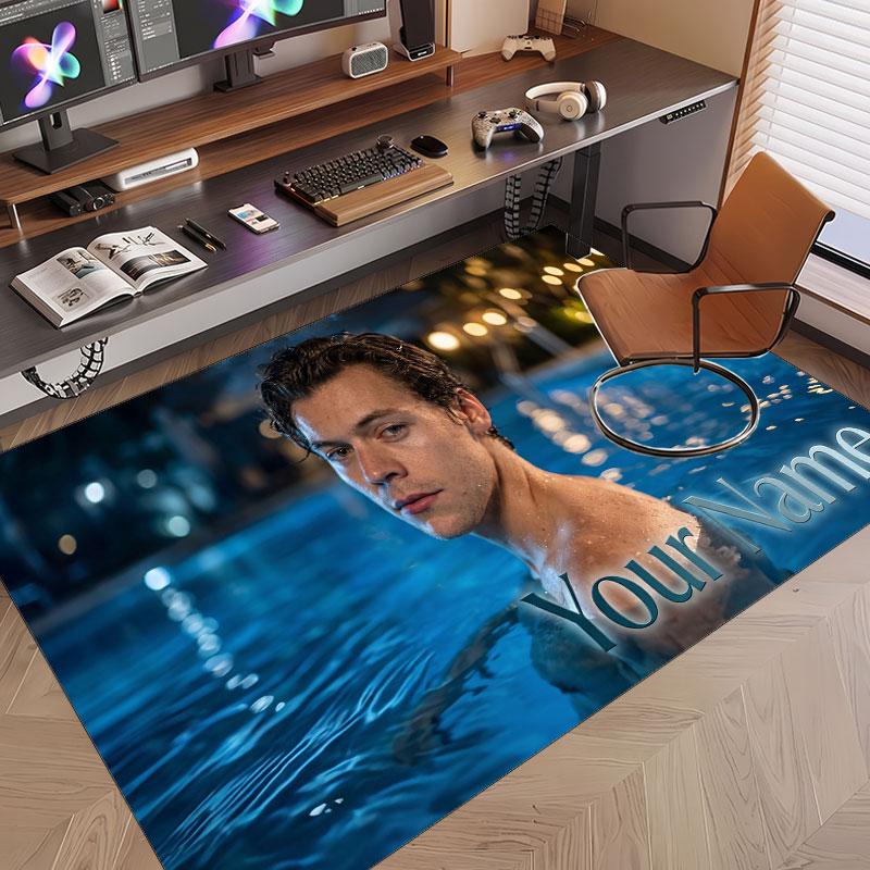 Custom Rug Harry Styles Pattern Print Name Text Soft Non‑Slip Floor Carpet for Home Indoor Decoration