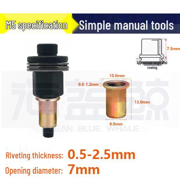 Pop Rivet Nut Tool for License Plates & Sheet Metal – Manual Flat Head Pull Nut