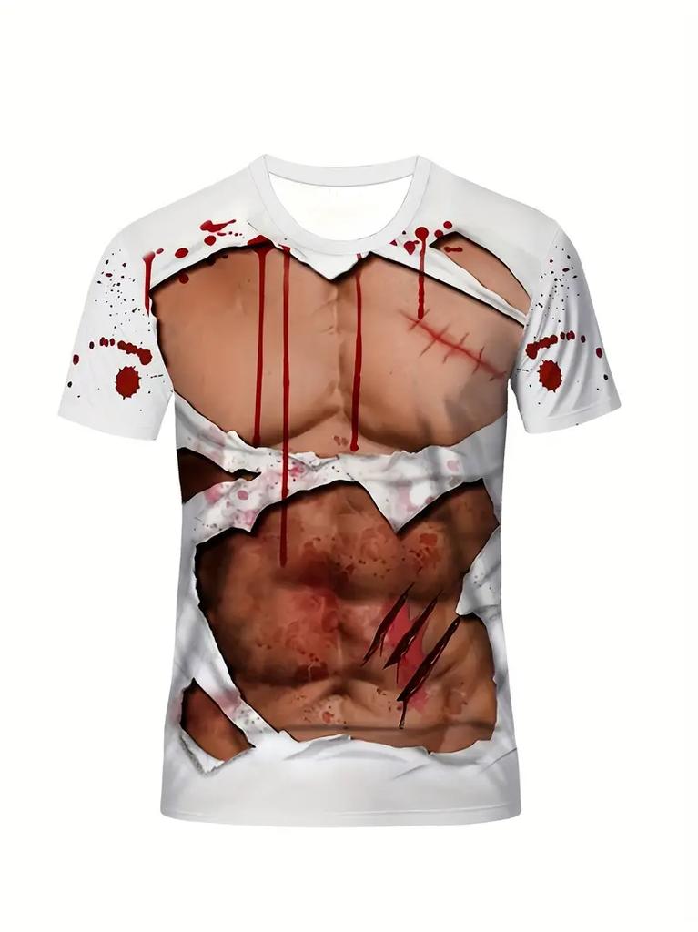 Lustiges Muskelkörper 3D-gedrucktes T-Shirt Sommer Herren Designer Kleidung Hässliches Brusthaar Rundhals Kurzarm Tops