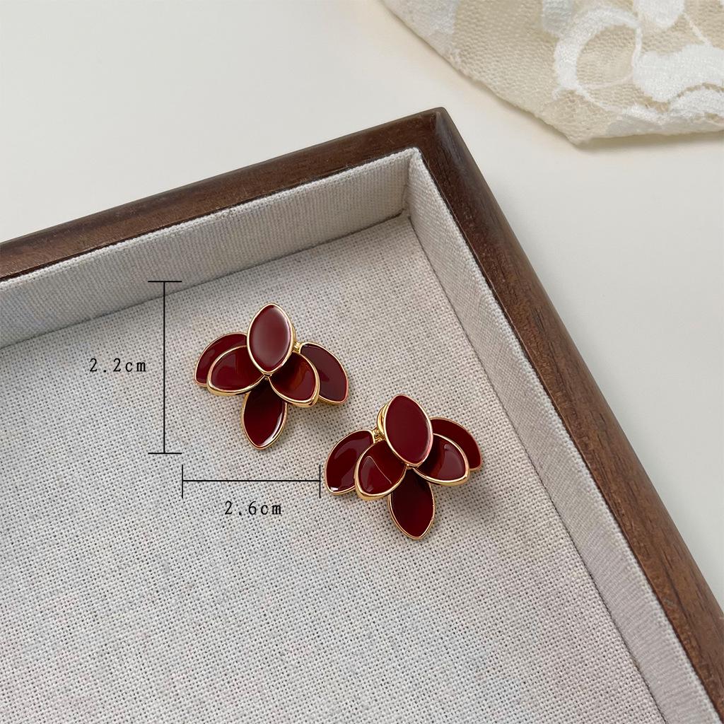 Ancola Red Drop Earrings: Women's Retro Chic, Fair-Skin Enhancing, Luxury Ear Jewelry.