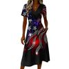 Women's Independence Day Print Casual Fashion Short Sleeve V-Neck Dress