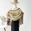 National Style and National Trend Green Hollow Flower-cutting Dinner Shawl for Women New Craft Printed Silk Scarf High-end Wedding Scarf