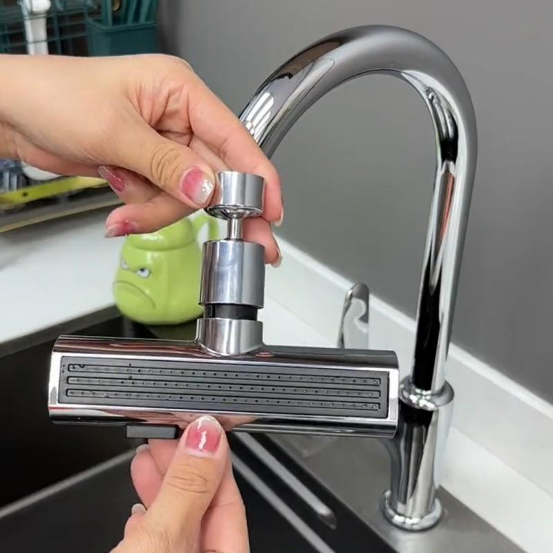 New Kitchen Waterfall Three-mode Multi-function Universal Rotating Extension Faucet Splash-proof Nozzle Sink