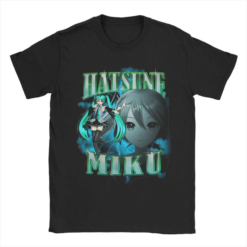 Men Women Hatsunes Mikus   Anime T Shirts  100% Cotton Tops Casual Short Sleeve Round Collar Tees Original T-Shirts