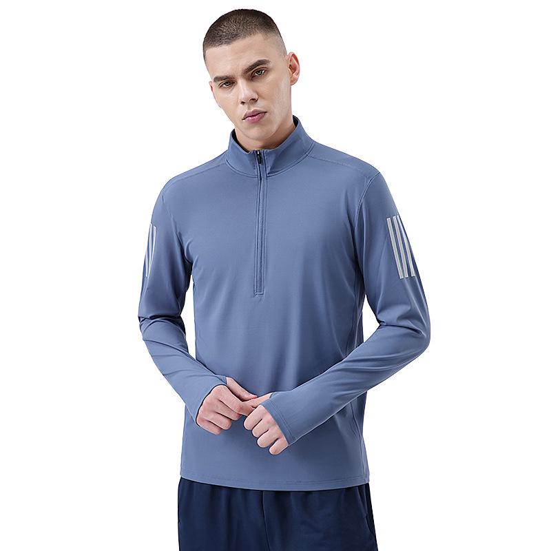 Men's Quick-Dry Elastic Long Sleeve Training Sweatshirt with Stand Collar and Half Zip