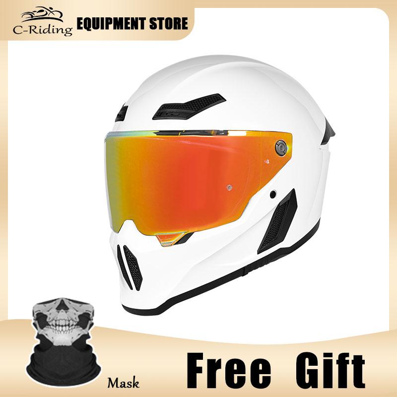 C-Riding Winter Warm Cruising Professional Women and Men Safety Hats Retro Cruising Full Helmet DOT Certified Summer