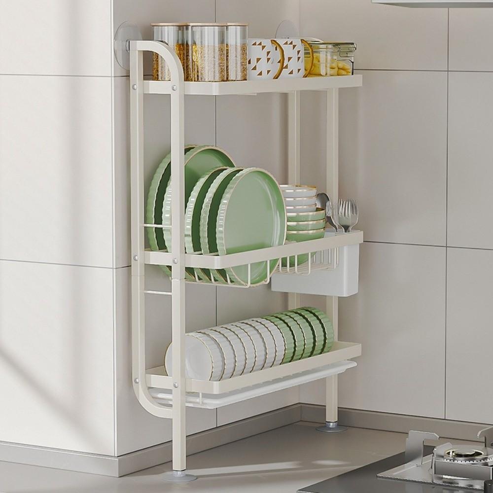 Space Saving Dish Drainer with Drain Tray Dinnerware Storage Rack Durable Kitchen Rack
