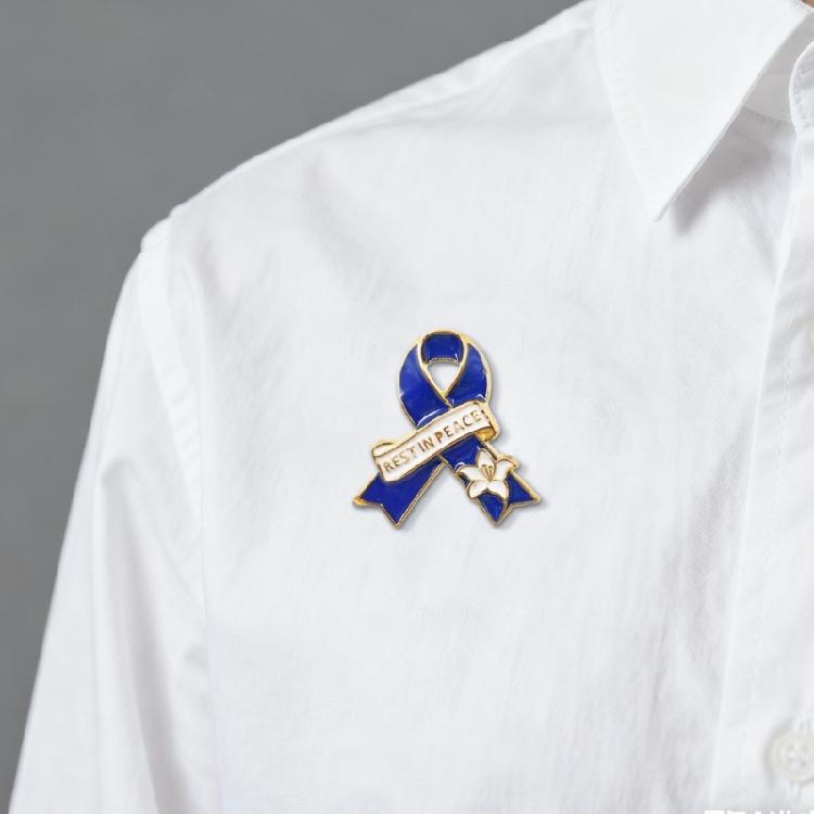 Versatile Peace Rest In Peace Brooch Pin With Ribbon Flower Accent Easy To Pair Outfits For Event Secure Closure