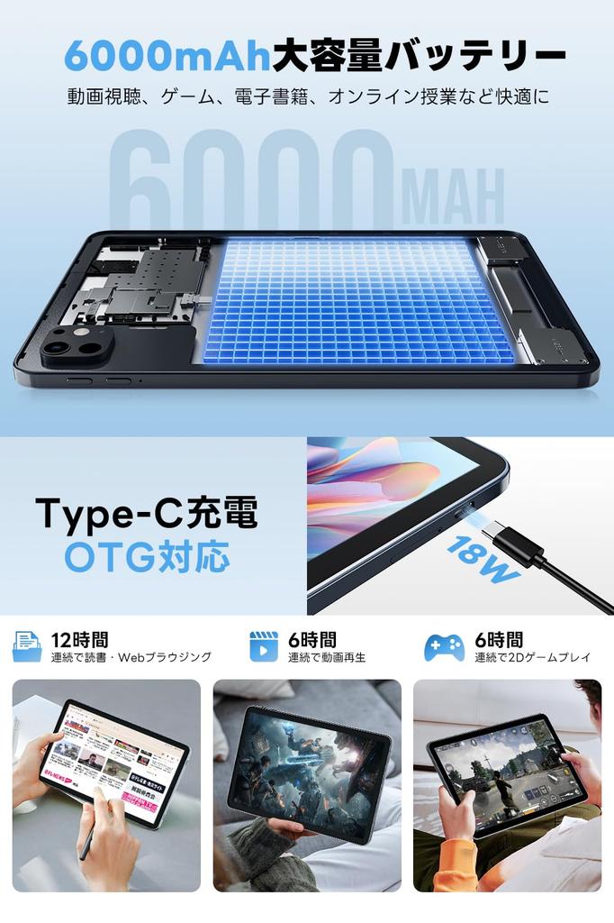 Android 15 Tablet Large Screen 24GB 128GB 1TB GMS CPU T606 G57 Thin Lightweight Android 6000mAh OTG Widevine Incell IPS and [10.1-inch & AI-Optimized