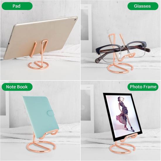 Cell Phone Stand for Desk, Metal Mobile Phone Stand Holder, Cute Rose Gold Cell Phone Display Holder Phone Dock Compatible with All Mobile Phones,