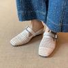 Soft leather version~ French holiday style woven hollow inner heightening bag head shoes women's head belt buckle breathable muller shoes
