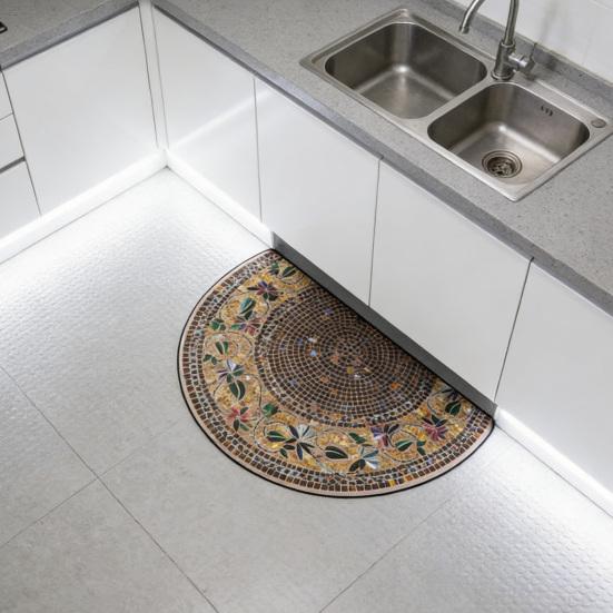 Floor Mat Semi-Circular Design 3D Illusion Rug Non-Slip Decorative Door Mat Entryway Living Room Bedroom Fade-Resistant Area Rug