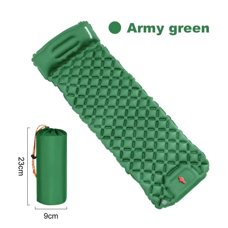 Outdoor Camping Sleeping Pad Inflatable Mattress with Pillows Ultralight Air Mat Built-in Inflator Pump Travel Hiking