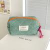 Quilted Plaid Girls Cosmetic Bags Retro Ladies Clutch Pencil Case Coin Purse Portable Travel Female Toiletry Storage Bag Handbag