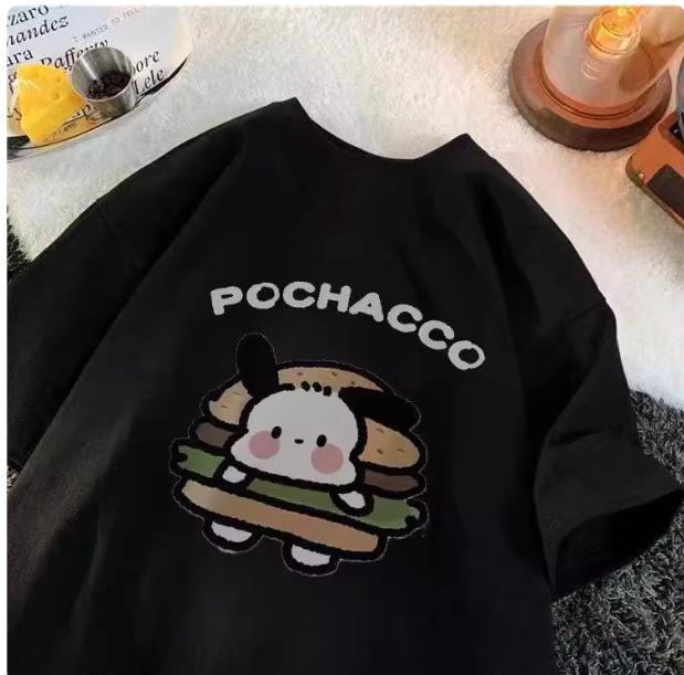 

MINISO Sanrio Мультяшный персонаж Печатная футболка с коротким рукавом Женская Мужская Для пары Повседневная Свободная Универсальная Хит продаж Футболки S