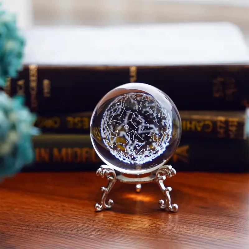Bola decorativa de cristal grabada con constelación de 1 estrella, pisapapeles, vidrio feng shui, decoración de arte para el hogar global, 60 mm /