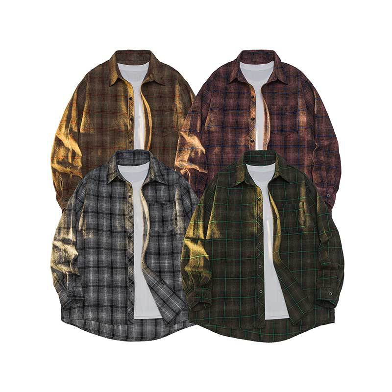 Camicia a quadri da uomo a maniche lunghe Giacca larga Camicia da uomo e da donna Versatile Bella Camicia pelosa da uomo