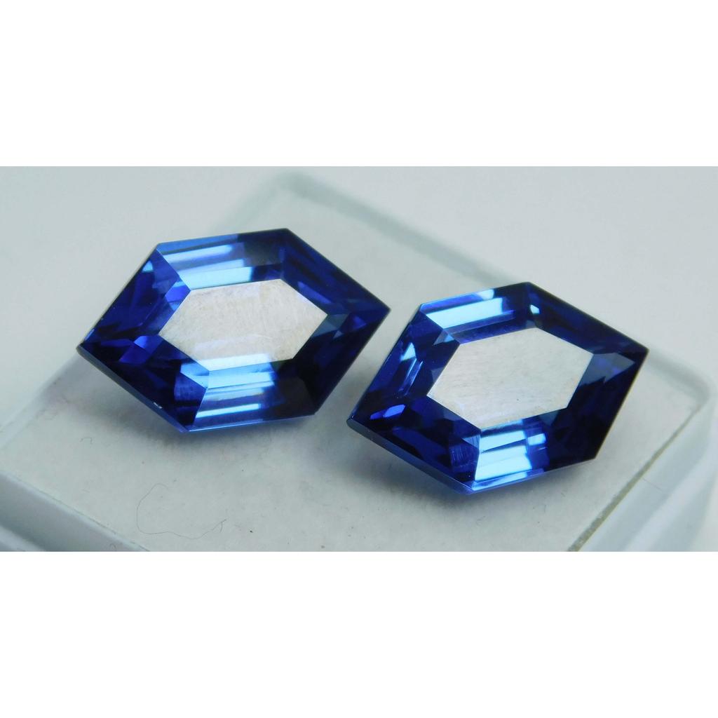 Flawless Sapphire Blue 19 Ct Fancy Shape Natural Loose Gemstone Pair CERTIFIED A-1653