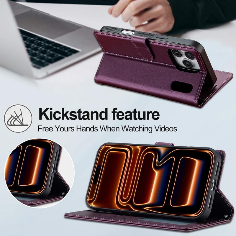 Für iPhone 17 Pro Max Brieftaschenhülle Luxuriöses Magnetisches PU-Leder Kartenfächer Klappbarer Handyhalter Abdeckung Für iPhone 16 15 14 13 Pro Max 12 11 Air
