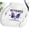 Felpe con Cappuccio Stampa Farfalla Viola Bellissime Donna Tasca in Pile Felpa con Cappuccio Semplice Casual Autunno Ampia Streetwear Femminile