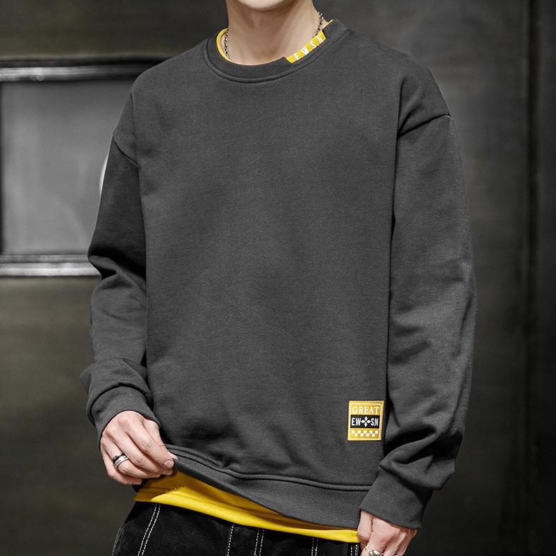 Spring And Autumn Tide Brand Crew Neck Sweater Men'S New Long-Sleeved Student Top Bottoming Shirt Pullover Casual Loose Sweater Men