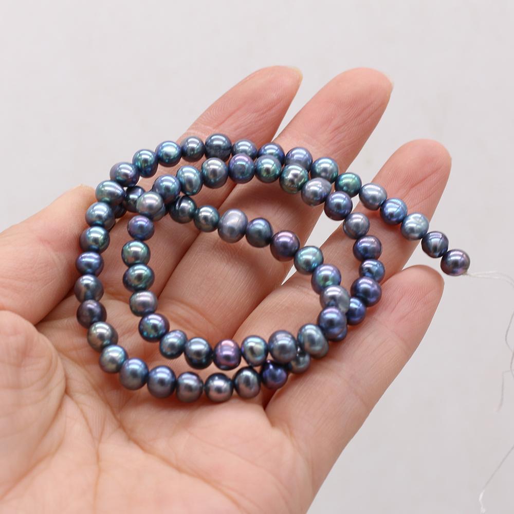 

1String, Black Near Round Pearl 5-6mm, Fashion Women Natural Freshwater Pearl Beads for Jewelry Making DIY Crafts, Luxury Bulk Gifts 36cm 1String/5-6mm-36cm чёрный