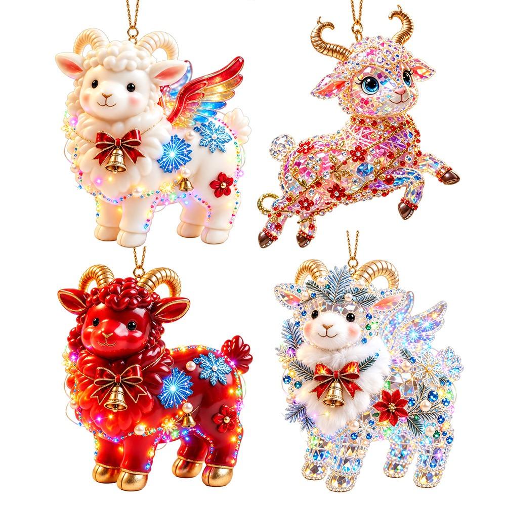 Shining Goat Pendant 2D Flat Animal Hanging Decoration New Christmas Tree Ornament  Bag Charms