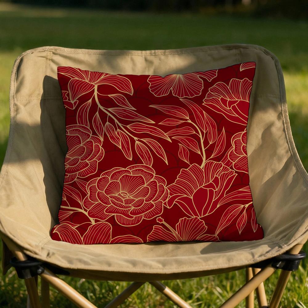 Vintage Gold Flowers Cushion Cover Soft Reversible  Durable Pillow Cover  MultiScene Use for Home  Car Daily Comfort
