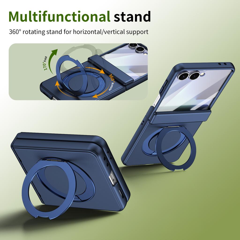 Skin-Friendly Matte Magnetic Case For Samsung Galaxy Z Flip 7/6/5 Stand Cover 360 Rotating With Glass Screen Protector
