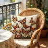 Monarch Butterfly Throw Pillow Cover, Faux Embroidery 2D Effect Floral Art Print Decorative Cushion For Living Room Sofa Couch