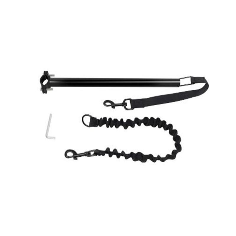 Vodítko pro psa na kolo s elastickým tlumičem nárazů Pevná ocelová trubka a nylonový materiál Černá