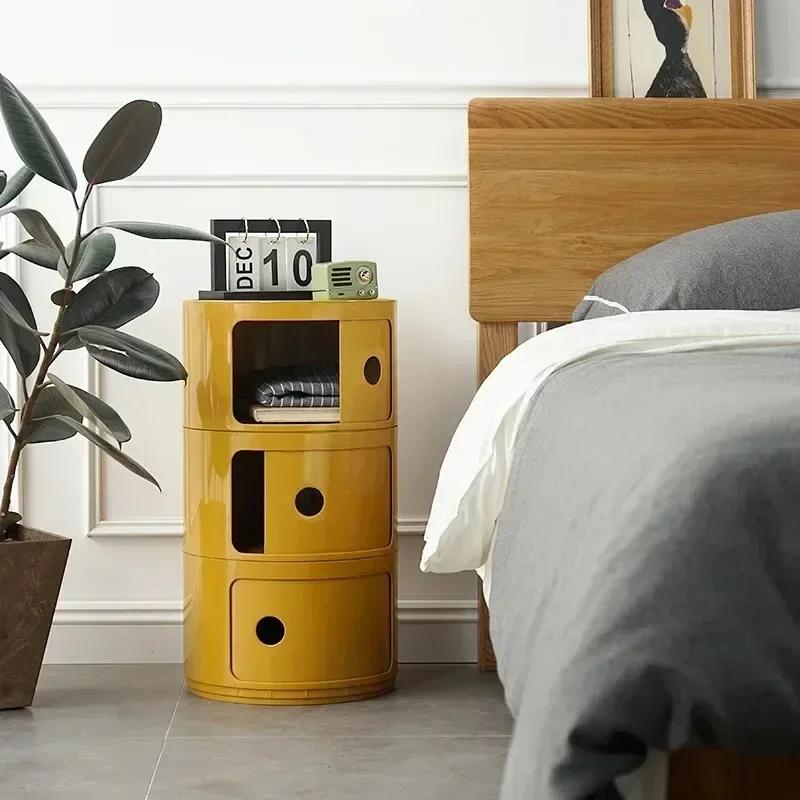 Cabinet Storage Cabinet Bedroom Furniture Modern Simple Plastic New Multi-Layer Bedside Storage Cabinet for Living Room Cylinder