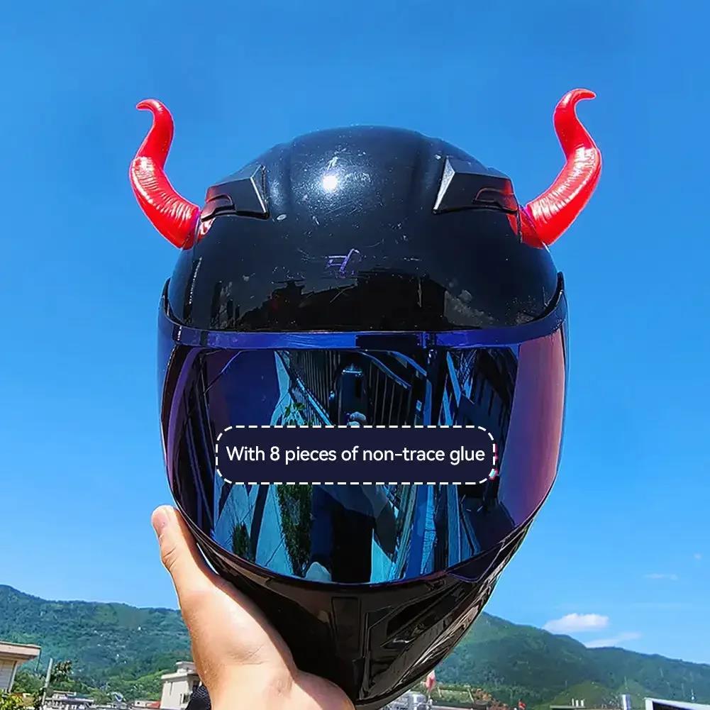 2PCS Motorcycle Helmet Devil's Horns Style Decoration Motorbike Helmet Accessories Stickers Cosplay Styling with Sucker Helmet Communication 7