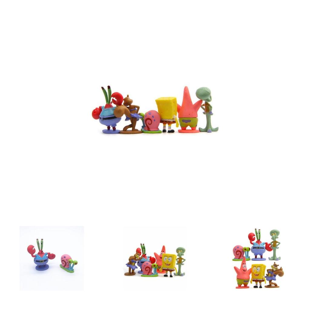 6er-Set Spongebob Schwammkopf Figuren mit Patrick Star und Thaddäus für Kinder-Kuchenaufsätze