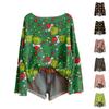 Women's Fashion Long Sleeve Christmas Print Knitted Long Sleeve Lined Long Sleeve