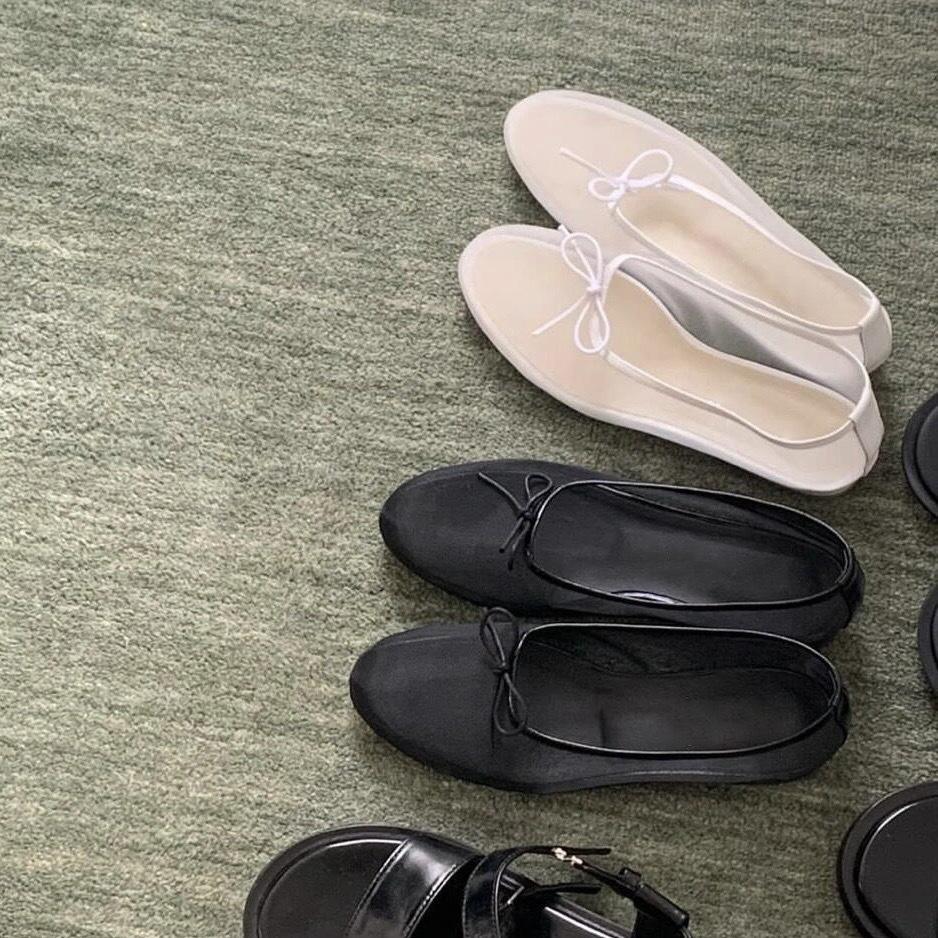 Korean Bow Leather Mesh Sandals Women's Breathable Sandals Soft-soled Ballet Mary Jane Single Shoes