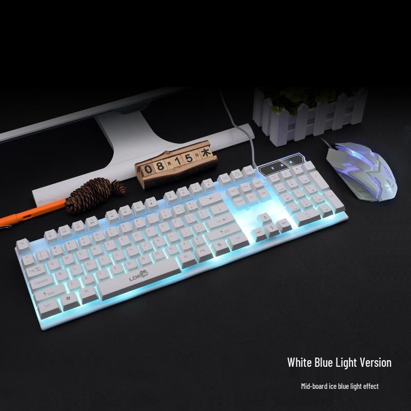 Backlit Wired Gaming Keyboard & Mouse Set with True Mechanical Feel and Suspended Keycaps