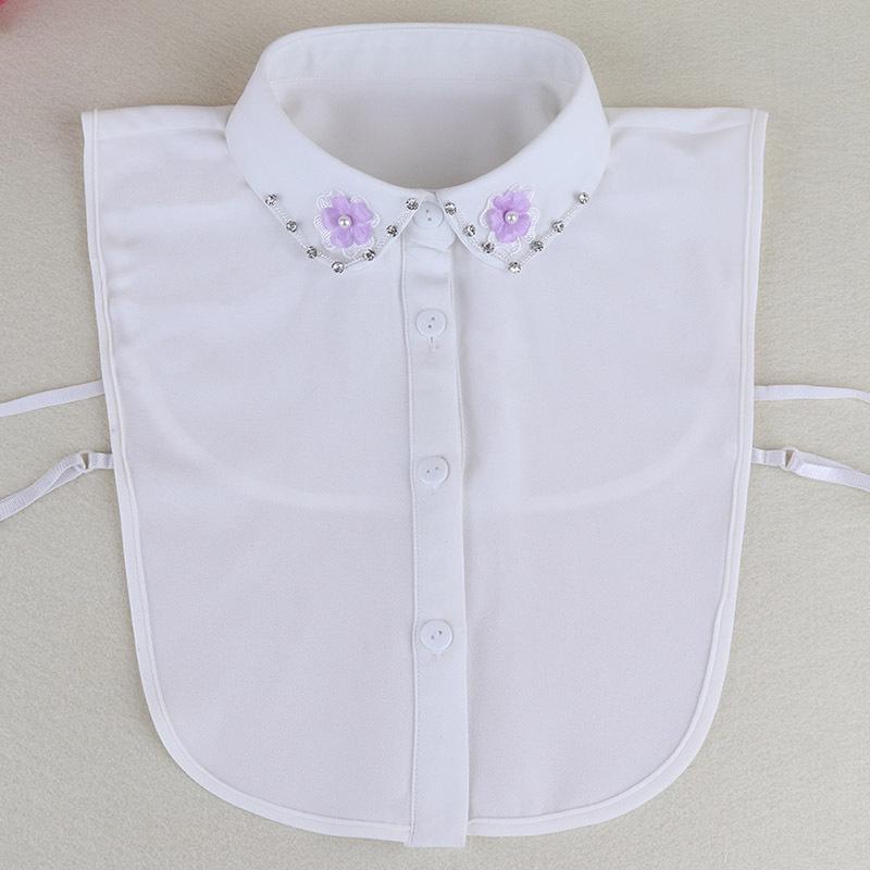 Women s Fashionable Flower Bead Embellished Detachable Collar for Autumn and Winter Shirts