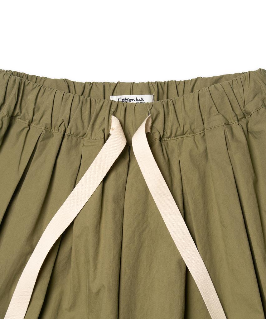 Cotton Bell Volume Pleated Shorts - Khaki