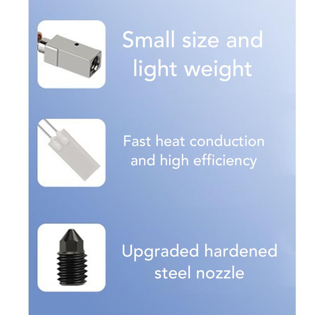 Hotend Replacement for Anycubic Kobra 3 3D Printer 0.2mm Hardened Steel Nozzle 24V 60W Ceramic Heater Hotend Kit