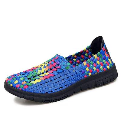 Woman New Big Size Hand Woven Casual Sneakers Spring Summer Soft Sole Non Slip Shallow Slip On Round Toe Flat Sole Walking Shoes
