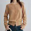 Spring and Autumn Fashion Temperament Versatile Thin Bottom Top Women's Design Sense Simple Casual Solid Color Crew Neck Knitted Cardigan