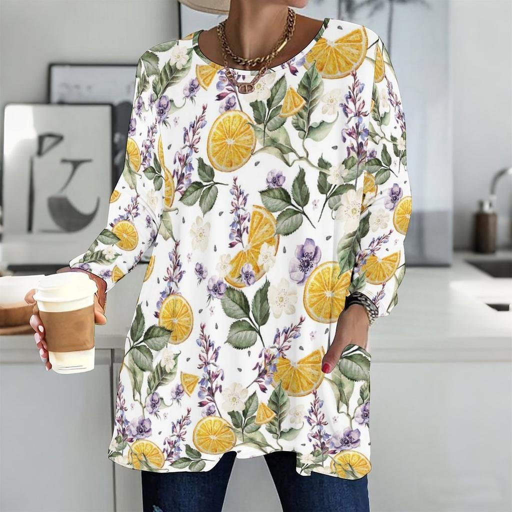 Plus Size Women Round Neck Long Sleeve T Shirt Soft Loose Tops For Indoor Leisure And Street Walking