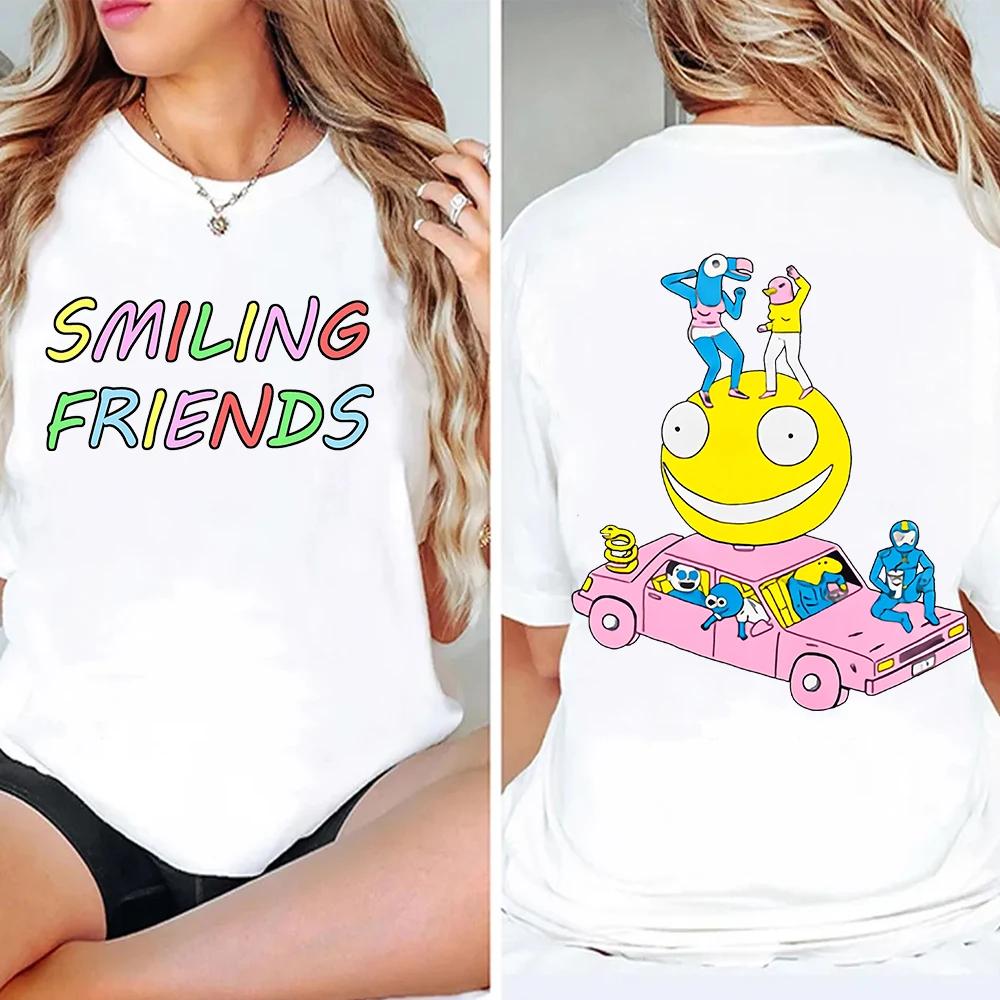 Smiling Friends Manga Graphic T-shirt Cotton Short Sleeve Loose Male Tshirts Unisex Streetwear Casual O-neck Fashion Men T Shirt