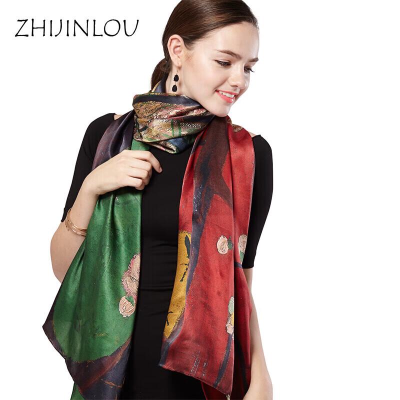 Chinese Style Mulberry Silk Print Scarf Shawl